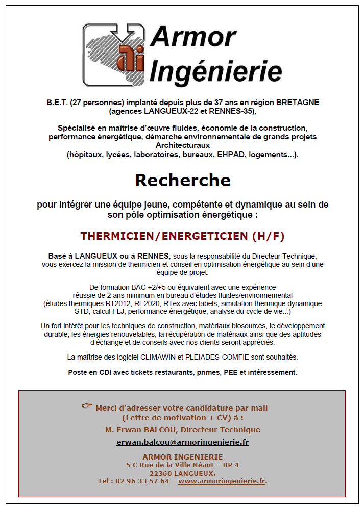 Thermicien-Energéticien (H/F)